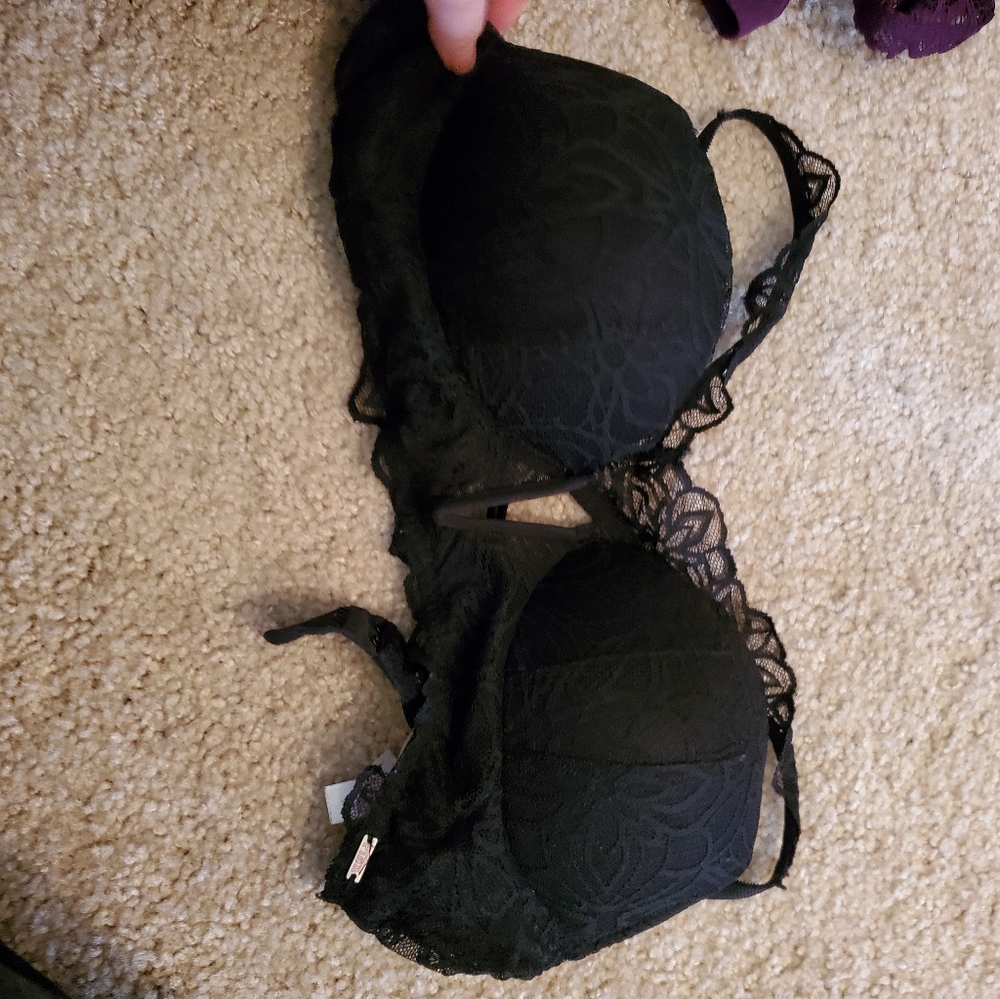 Small PINK black lacey v-cut bra